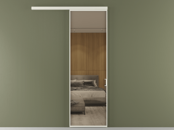 Алюминевая перегородка vd1_01 Stopsol Bronze БЕЛ. Цвет Алюминий Белый. Материал Алюминий. Коллекция Перегородка Формато вдоль стены 1 створка. Картинка.