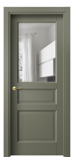 Дверь межкомнатная 1432 МОТ Прозрачное стекло. Цвет Матовый оливковый тёмный. Материал Гладкая эмаль. Коллекция Galant. Картинка.
