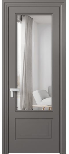 Дверь межкомнатная 8342 МКЛС Двустороннее зеркало. Цвет Матовый классический серый. Материал Гладкая эмаль. Коллекция Rocca. Картинка.
