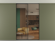 Перегородка Formato внутри проёма скрытое крепление в потолок 2 створки