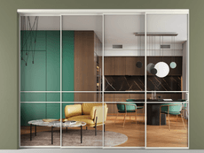 Перегородка Formato внутри проёма 4 створки с синхронным механизмом