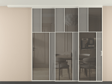 Перегородка Mosaic вдоль стены на потолок 3 створки с синхронным механизмом