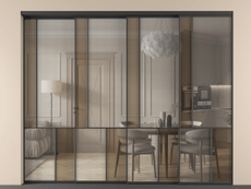 Перегородка Mosaic внутри проёма 4 створки с синхронным механизмом