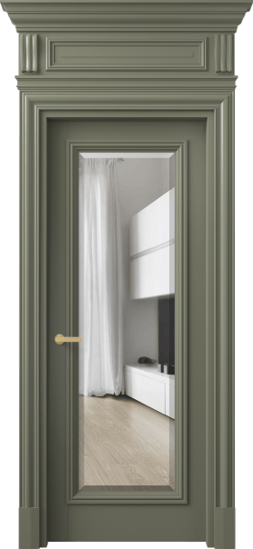 Дверь межкомнатная 7300 МОТ ПРОЗ Ф. Цвет Матовый оливковый тёмный. Материал Гладкая эмаль. Коллекция Антик. Картинка.